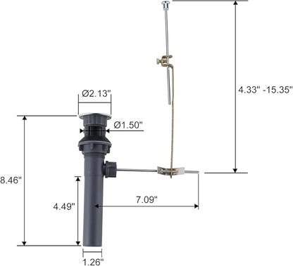 Bathroom Sink Drain with Lift Rod, ARCORA Sink Drain with Overflow, Chrome Drain Stopper for Vessel Sink