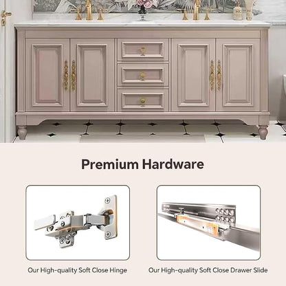 American Minimalist Bathroom Vanity with Sink Mirror 36-92IN, Premium Solid Wood Vanity with LED Lighting& Defogging