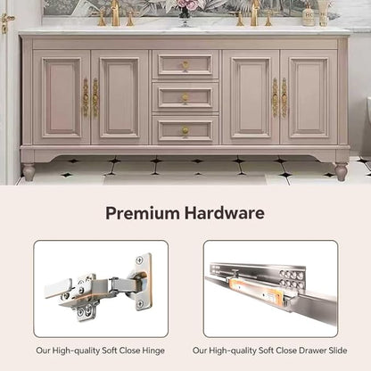 American Minimalist Bathroom Vanity with Sink Mirror 36-92IN, Premium Solid Wood Vanity with LED Lighting& Defogging