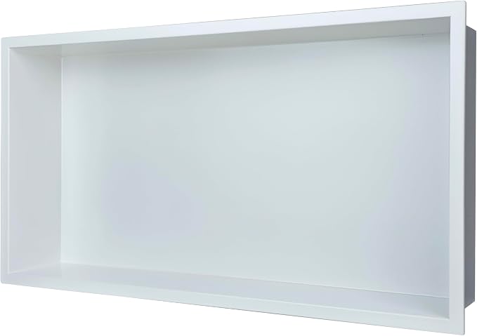 24"x12" Shower Niche Insert Tile Ready ，Stainless Steel Recessed Shower Caddy ，Bathroom remodel，Matte White （ 24 x 12 in）