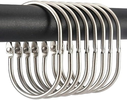 Goowin Shower Curtain Rings, 12 Pcs Shower Curtain Hooks, Oval Snap Shower Rings for Curtain, Metal Shower Curtain Rings Rust Proof, Glide Smoothly Shower Hooks for Shower Curtain Rod (Matte Nickel)