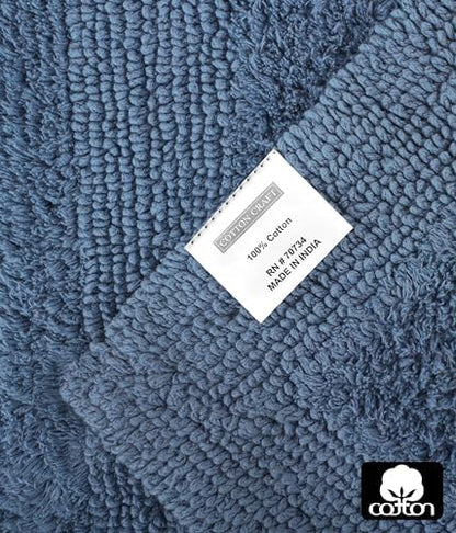 COTTON CRAFT Bath Rugs - 2 Pack Large 20x30 Plush Bath Mats - Azure Blue