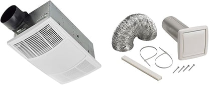 Broan-NuTone BHFLED80 PowerHeat Bathroom Exhaust Fan, Heater, and LED Light Combination, 80 CFM & Available NuTone WVK2A Flexible Wall Ducting Kit for Ventilation Fans, 4-Inch