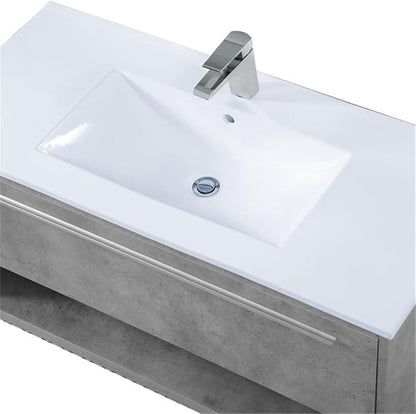 40 Inch Single Bathroom Floating Vanity in Concrete Grey