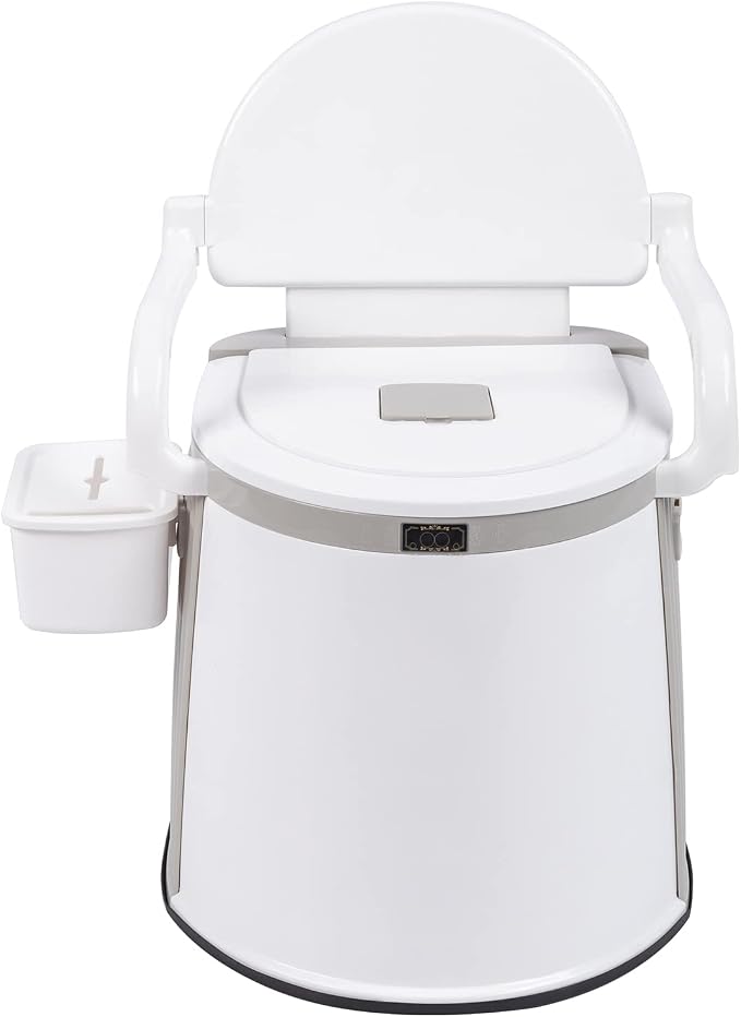 Portable Camping Toilet - Porta Potty, Portable Lightweight RV Toilet 5 Gallon with-Cardboard Box Anti-Slip Strip-Handrail Design for Adults Outdoor, Camping, Marine, RV Travel, Emergency Use