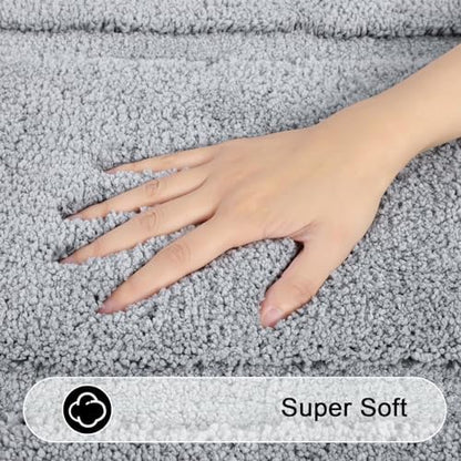 SHACOS Soft Microfiber Bathroom Rugs Set of 2 Pieces, Light Grey