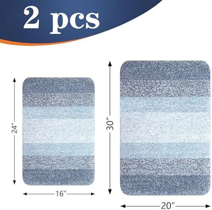 OLANLY Micorfiber Bathroom Rug Set 2 Piece, 30"x20"+24"x16"