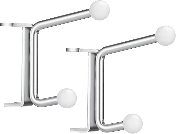 Novabright 2 Pack Door Hinge Hanger Hook Behind Door Towel Rack Double Hook Doors Towel Bar Holder Hinge Mounted for Compact Spaces, Small Bathrooms, and Bedroom (Silver)