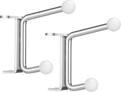 Novabright 2 Pack Door Hinge Hanger Hook Behind Door Towel Rack Double Hook Doors Towel Bar Holder Hinge Mounted for Compact Spaces, Small Bathrooms, and Bedroom (Silver)