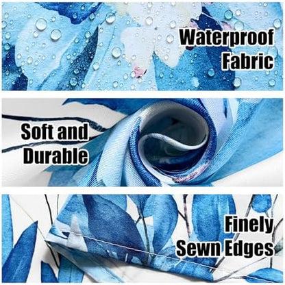 Eucalyptus Shower Curtain, Aesthetic Art Watercolor Plant Leaves with Floral Bathroom Decor, Waterproof Fabric Cloth Bath Curtain Set with Hooks (Blue, 72" W x 72" L)