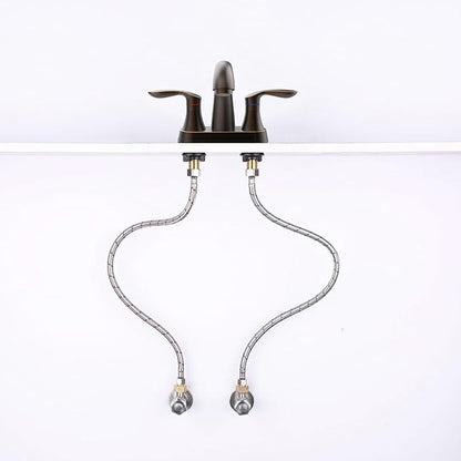 Bathroom Faucet, 4 Inch Bathrooms Faucets for Sink 3 Hole, Centerset Bathroom Sink Faucet with Pop Up Drain and cUPC Lead-Free Hose(ORB)