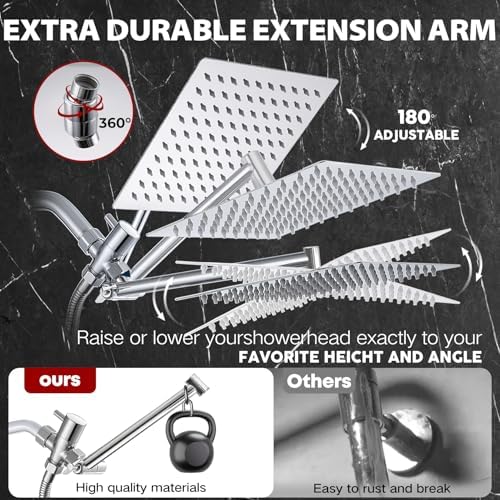 Shower Head,12 ”High Pressure Rainfall Shower Head with Handheld Dual Spray