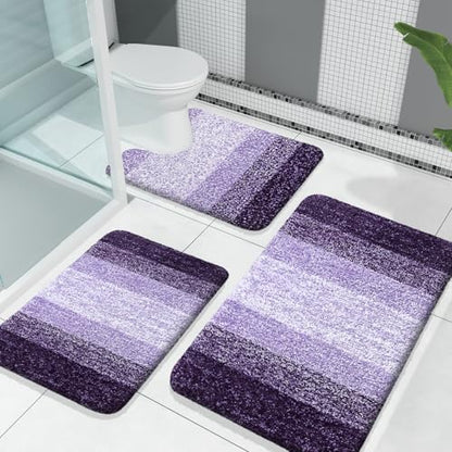 OLANLY Microfiber Bathroom Rugs Sets 3 Piece, 30"x20"+24"x16"+24"x20"