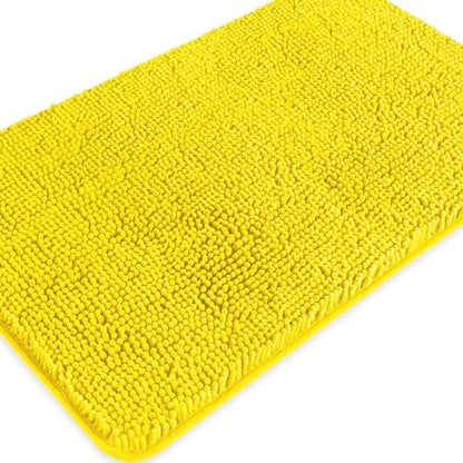 Yellow Bathroom Rug – Absorbent and Washable Bath Mat, Non-Slip, Thick Soft Chenille Bath Rugs for Bathroom Floor, Shower, Sink - 20" x 32"