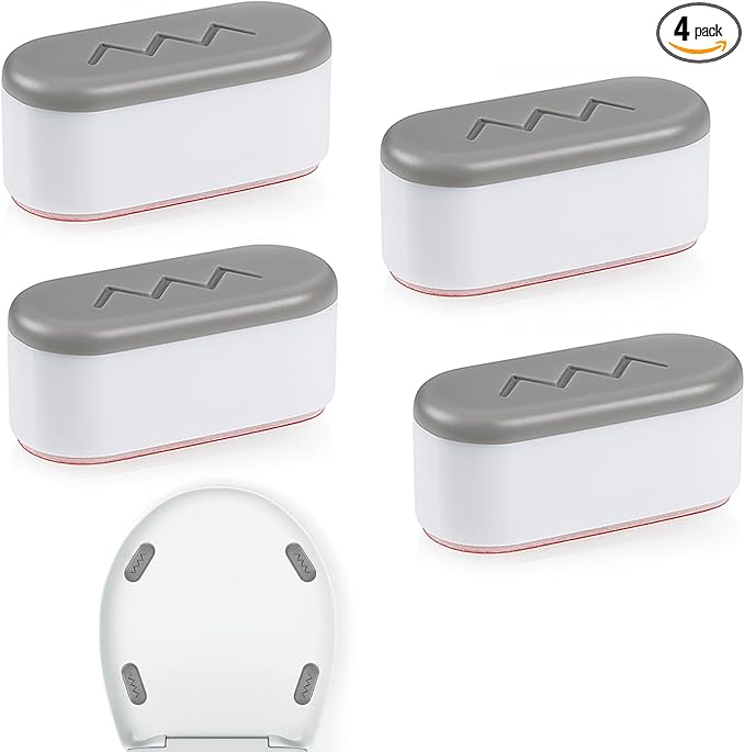 Toilet Seat Bumpers for Bidets, 4 Pack Strong Adhesive Spacers - Universal Fit for All Toilet Seats, Evenly Distributes Weight to Prevent Seat and Bowl Damage