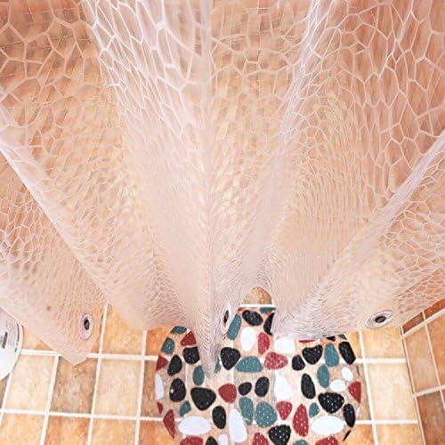 AooHome 54x72 Inch Stall Shower Curtain Liner, EVA 3D Water Cube Narrow Shower Curtain, Water Repellent Shower Liner, Heavy Duty, Semi Transparent