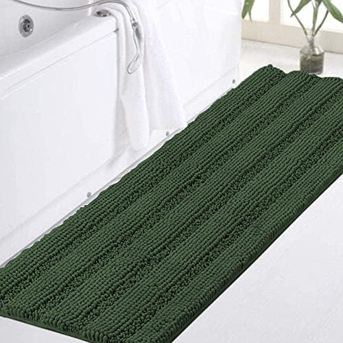 Turquoize Bathroom Runner Rug 17"x47", Soft Absorbent Chenille Bath Rug