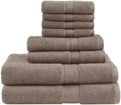 Madison Park 800GSM 100% Cotton Bathroom Bath Towel Set of 8, Mocha