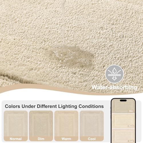 SHACOS Soft Microfiber Bathroom Rugs Set of 2 Pieces, Light Beige