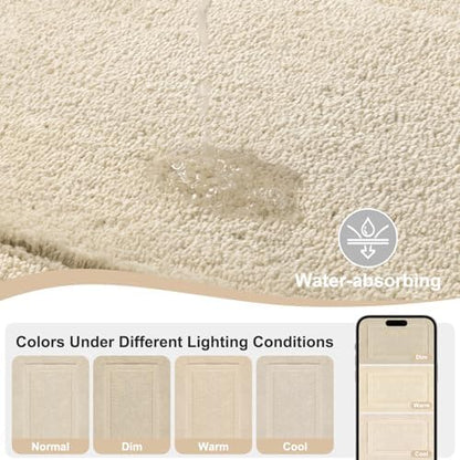 SHACOS Soft Microfiber Bathroom Rugs Set of 2 Pieces, Light Beige