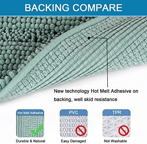 H.VERSAILTEX Bathroom Rugs Bath Rug Set 2 Piece Bathroom Contour Rug Toilet Mat Sets Non Slip Contour Bath Rug Ultra Thick Water Absorbent Striped Bath Mats(36" x 24" Plus 20" x 24" U, Eggshell Blue)