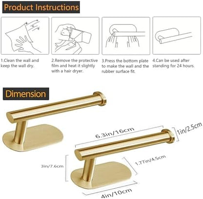 JOPOFI Self Adhesive Toilet Paper Holder - Brushed Gold（2 Pcs）