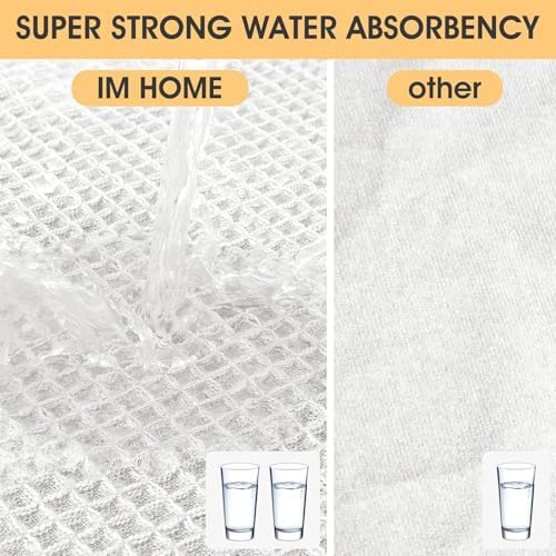 IM HOME Waffle Bath Mat Set 3 Piece White,Woven Modern Bath Rug Mats, Absorbent Non Slip Bath Floor Mat, Soft Washable Boho Bath Rugs with Tassels for Bathroom, Bedroom, Kitchen