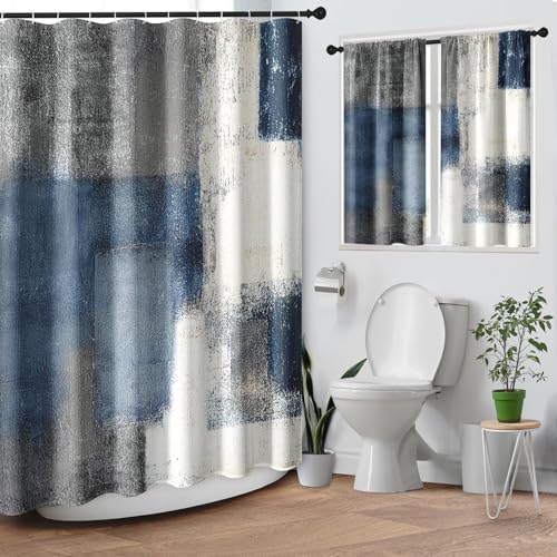 Shower Curtain Set, for Bathroom Decor 72" x 72", Abstract Modern