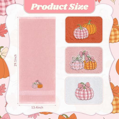 FuWeave 3 Pcs Pink Fall Pumpkin Hand Towels for Bathroom