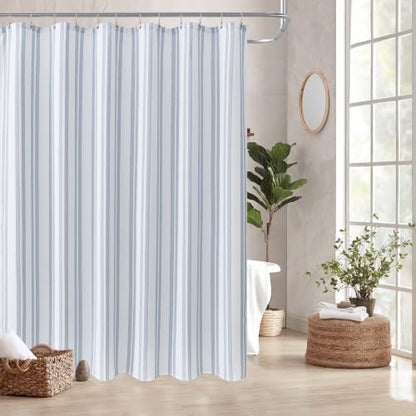 ORTIGIA 3 in 1 Waterproof Shower Curtain PEVA Liner Set 72x72 Inch,Blue