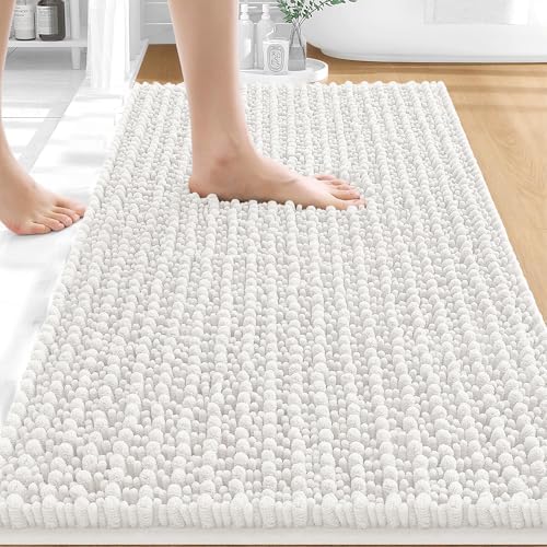 OLANLY Bathroom Rugs 34x21, Thick Soft Absorbent Chenille Bath Rugs