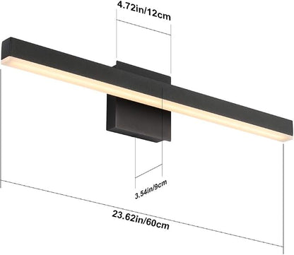 Aipsun 23.6 inch Modern Black Vanity Light LED Bathroom Vanity Light Fixtures Black Wall Light for Bathroom (Warm White 3000K)