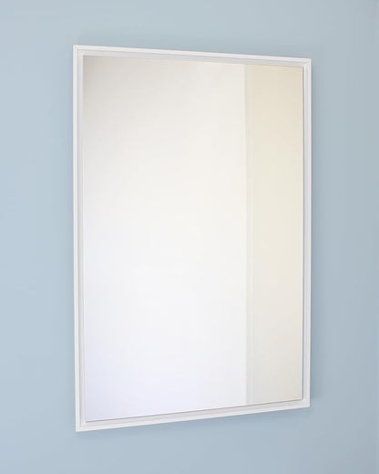 Fox Hollow Furnishings 20x30 Parker Metro Metal Framed Rectangle Recessed Bathroom Medicine Cabinet, Floating Mirror, 14x24 in-Wall Opening, Steel, Adjustable Glass Shelves, Magnet Close, White
