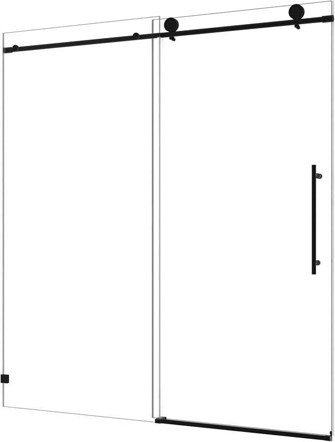 Frameless Shower Door 49"-54" W x 76" H-5/16 (8mm) Tempered Glass Single Sliding Bathroom Door W/Adjustable Soft Closing,Brushed Nickel,Nano Cleaning,Easy Install (SGCC Certified)