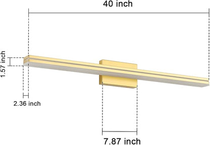 SineRise 40-Inch LED Modern Bathroom Vanity Light Bar, Gold Modern Acrylic Bathroom Wall Lighting Fixtures Over Mirror (Cool White 6000K)