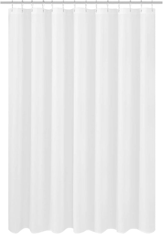 N&Y HOME Fabric Shower Curtain Liner Wide and Long 78 x 78 inches, Hotel Quality, Washable, Water Repellent, White Bathroom Curtains with Grommets, 78x78