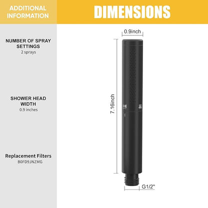 BESy Brass 2 In 1 Function Filtered Dark Black Handheld Shower Head for Hard Water Shower Wand High Pressure Showerhead Black Hand Shower Sprayer with Hose Bracket