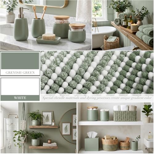 BSICPRO Bathroom Rugs Sets 2 Piece, Non Slip Bath Mats, Greyish Green