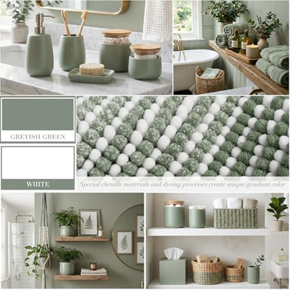 BSICPRO Bathroom Rugs Sets 2 Piece, Non Slip Bath Mats, Greyish Green