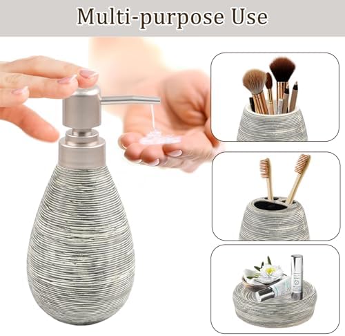 CERBIOR Bathroom Accessories Set,4 PCS Ceramic Bath Accessory,Grey