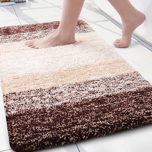Arotive Microfiber Bathroom Rugs, Shaggy Soft Absorbent Bath Rug, 24x16