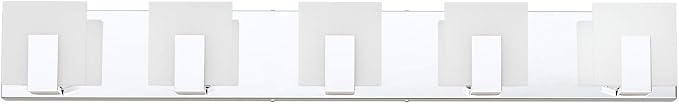 Aipsun 5 Lights Modern LED Bathroom Vanity Light Acrylic Stainless Steel Chrome Up and Down Bathroom Wall Light Over Mirror(White Light 6000K)
