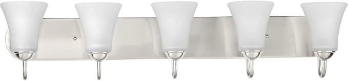 Progress Lighting Classic Collection 5-Light Etched Glass Traditional Bath Vanity Light Brushed Nickel
