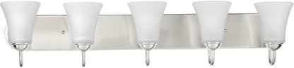 Progress Lighting Classic Collection 5-Light Etched Glass Traditional Bath Vanity Light Brushed Nickel