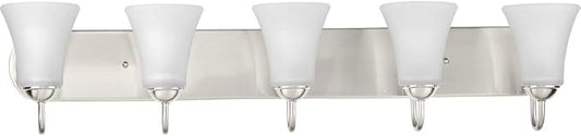 Progress Lighting Classic Collection 5-Light Etched Glass Traditional Bath Vanity Light Brushed Nickel