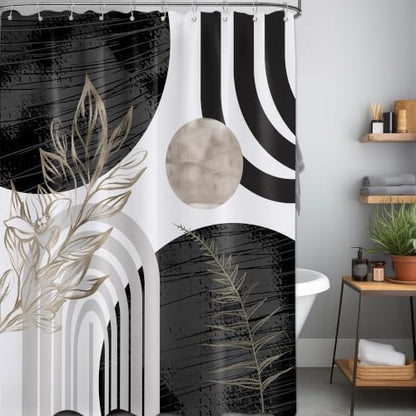 Black and White Shower Curtain, 60X72 in, Mid Century Modern