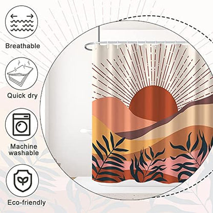 Boho Terracotta Shower Curtain for Bathroom 72x84 Inch