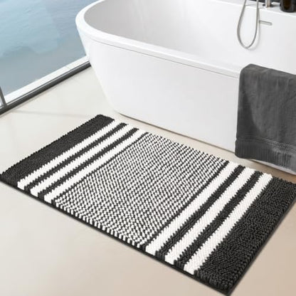 BSICPRO Large Bathroom Rugs, 24x36 Chenille Bath Mats, Dark Grey