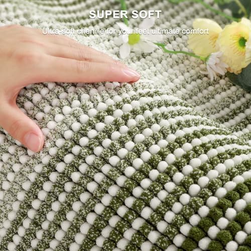 BSICPRO Bathroom Rugs Sets 2 Piece, 32"x20" + U-Shaped 24"x20", Sage