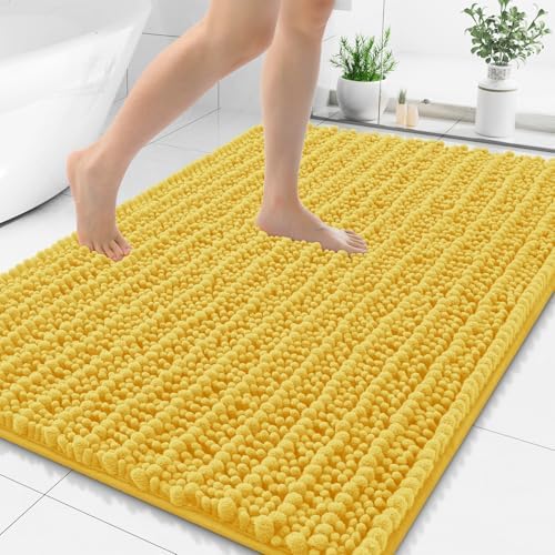 Smiry Bathroom Rugs 47X24, Extra Soft Rubber Backing Chenille Bath Mats